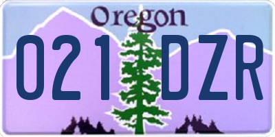 OR license plate 021DZR