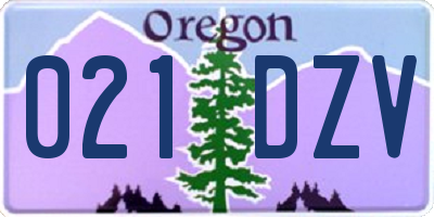 OR license plate 021DZV