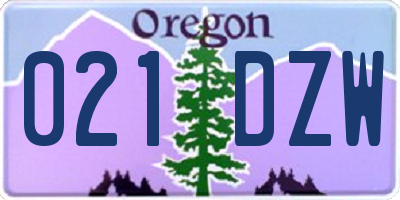 OR license plate 021DZW