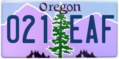 OR license plate 021EAF