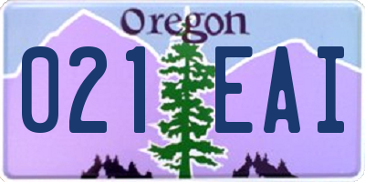OR license plate 021EAI