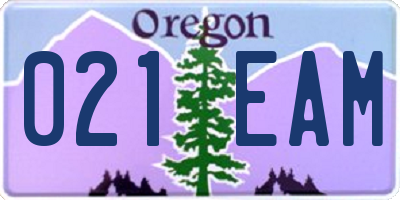 OR license plate 021EAM