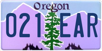 OR license plate 021EAR