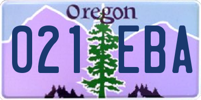 OR license plate 021EBA