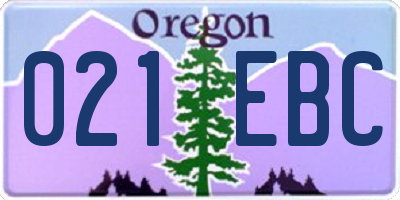 OR license plate 021EBC