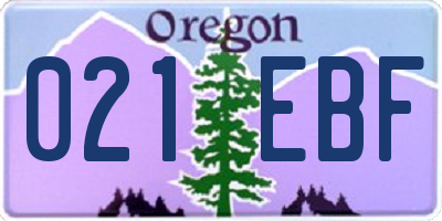 OR license plate 021EBF