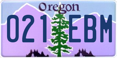OR license plate 021EBM