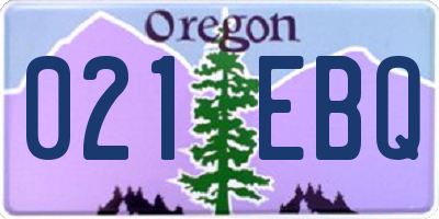 OR license plate 021EBQ