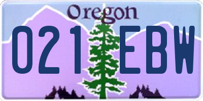 OR license plate 021EBW