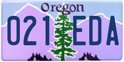 OR license plate 021EDA