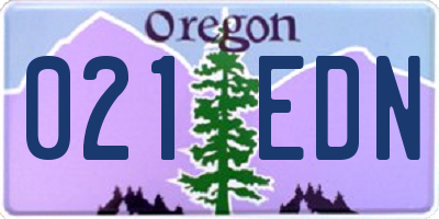 OR license plate 021EDN
