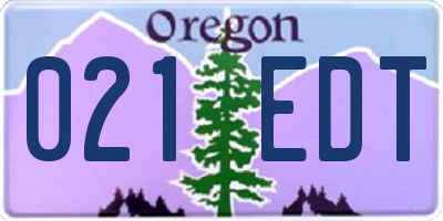 OR license plate 021EDT