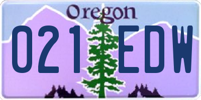 OR license plate 021EDW