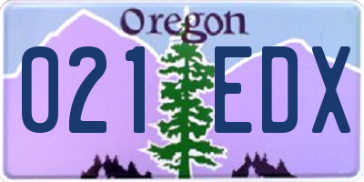 OR license plate 021EDX