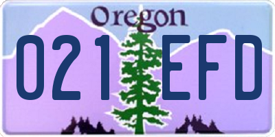 OR license plate 021EFD