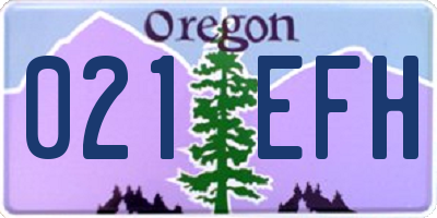 OR license plate 021EFH