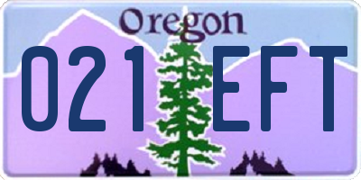 OR license plate 021EFT