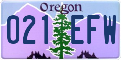 OR license plate 021EFW