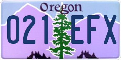 OR license plate 021EFX