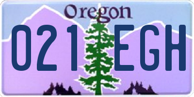 OR license plate 021EGH