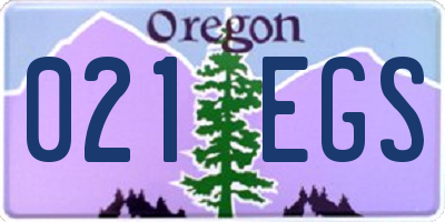OR license plate 021EGS