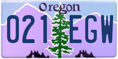 OR license plate 021EGW