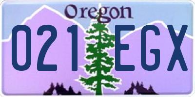 OR license plate 021EGX