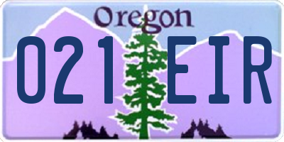 OR license plate 021EIR