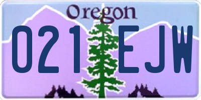 OR license plate 021EJW