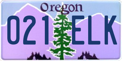 OR license plate 021ELK