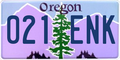 OR license plate 021ENK