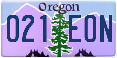 OR license plate 021EON