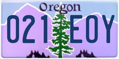 OR license plate 021EOY