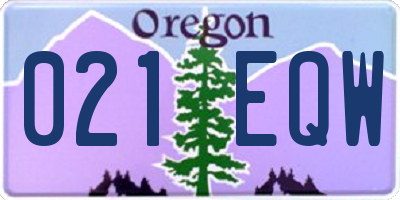 OR license plate 021EQW