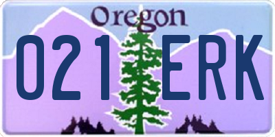 OR license plate 021ERK