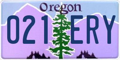 OR license plate 021ERY