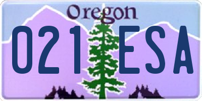 OR license plate 021ESA