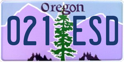 OR license plate 021ESD