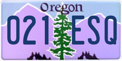 OR license plate 021ESQ