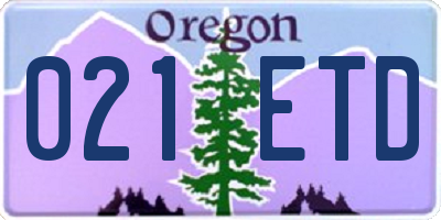 OR license plate 021ETD
