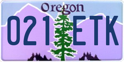 OR license plate 021ETK