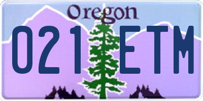 OR license plate 021ETM