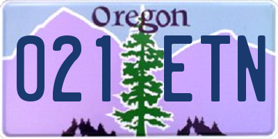 OR license plate 021ETN