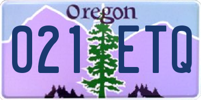 OR license plate 021ETQ