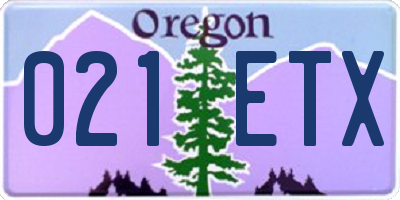 OR license plate 021ETX