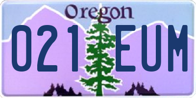 OR license plate 021EUM