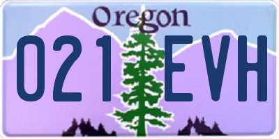 OR license plate 021EVH