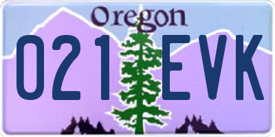 OR license plate 021EVK