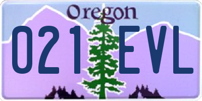 OR license plate 021EVL