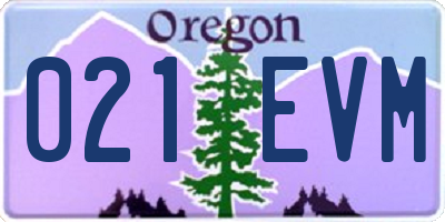 OR license plate 021EVM